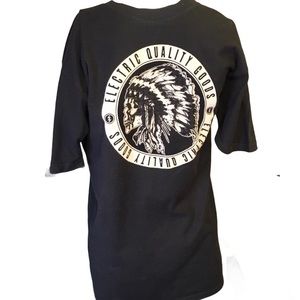 Mens Electric Indian Chief Black Tee Size Medium
